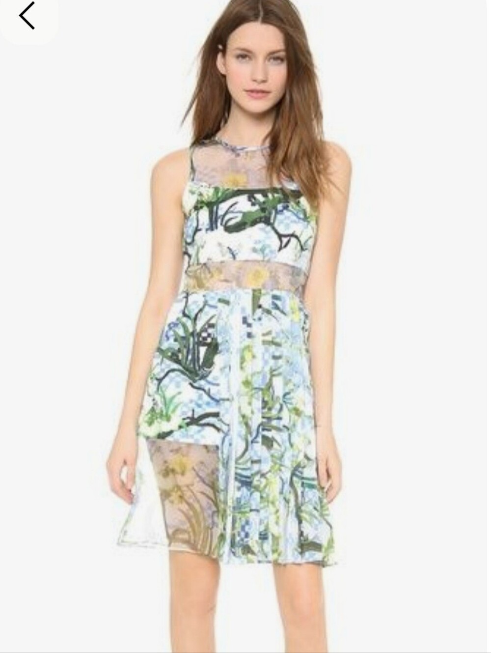 Anthropologie / TIMO WEILAND Floral Midi Dress with Sheer Panels - Size 2